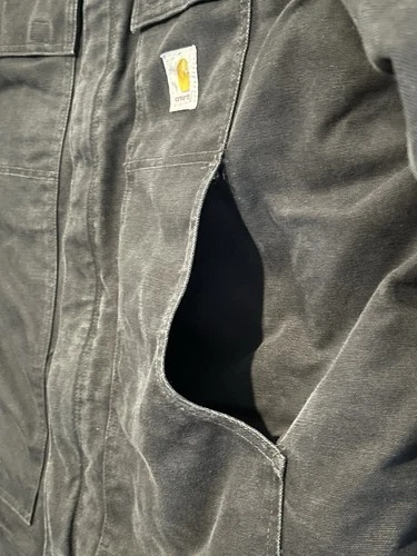 Carhartt Jacket Mens 54 Tall Black C03 Traditional Coat Duck Canvas Distressed image 9