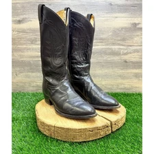 Tony Lama Men - Size 10.5D - Black Pampas Pull On Cowboy Boots VM2993