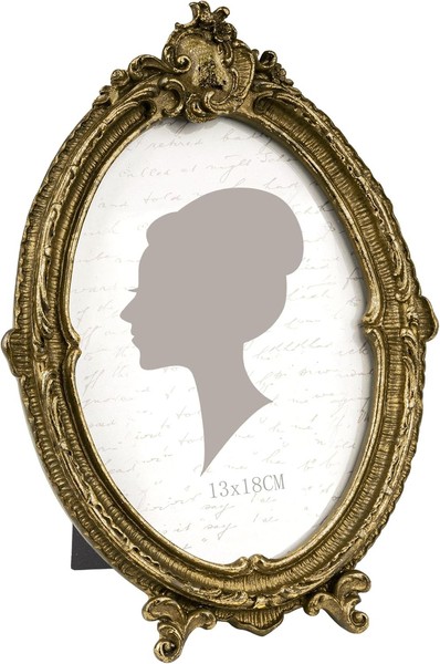 Oval Antik Bilderrahmen 13 X 18 Cm, Vintage Fotorahmen Mit Glasscheibe,-image