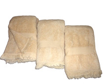 Hermes Paris light tan raw edges 3 LARGE BATH TOWELS/SHEETS 34x60