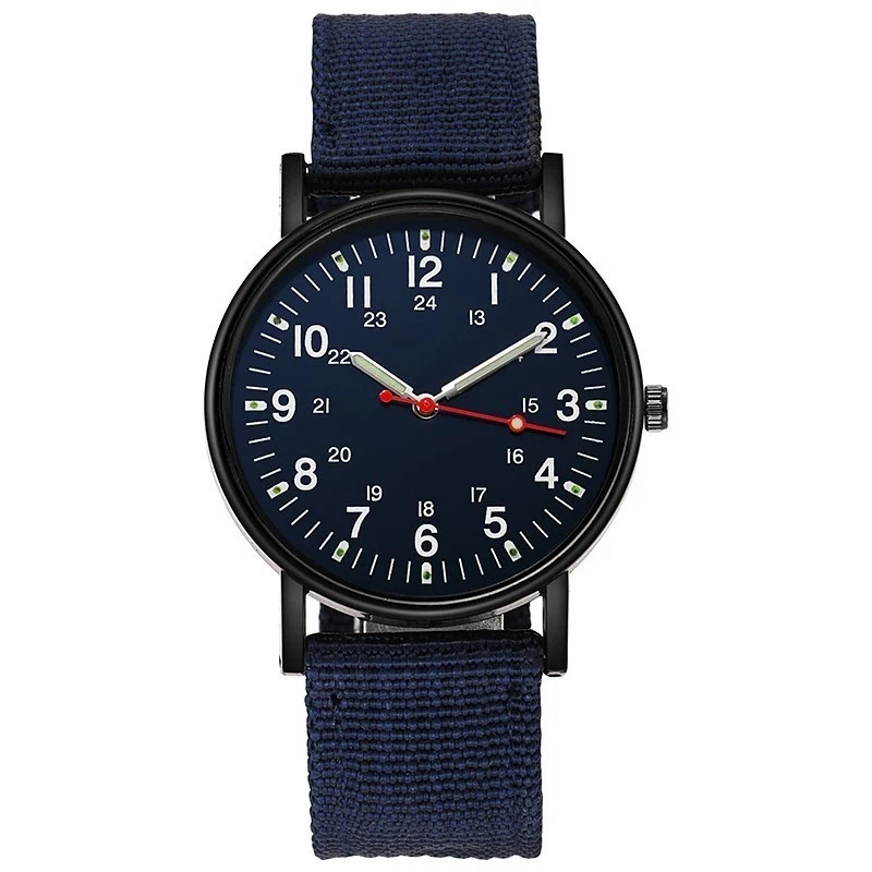 Men's Military Army Luminous 24 Hours Dial Nylon Strap Date Quartz Wrist Watch