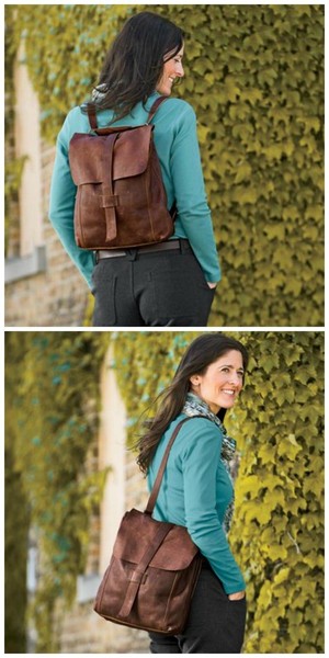 BOLSO MENSAJERO DE CUERO DE POR VIDA DULUTH TRADING PARA MUJER Convertible 61755 ¡NUEVO!