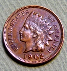 1902 Indian Head Penny Cent - AU Full Liberty With Rainbow Toning - Lot 1873