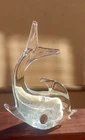 Murano Sommerso Fish Figurine Vintage Hand Blown Glass Sculpture 8.5" Blue Italy