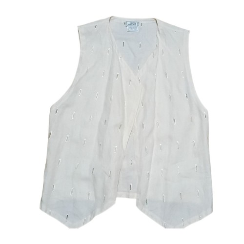 Vintage Gianni Versace White Linen Eyelet Vest - Made in Italy - size large