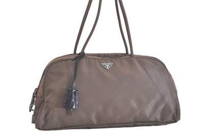 Authentic PRADA Vintage Nylon Leather Shoulder Hand Bag Purse Brown 295AA
