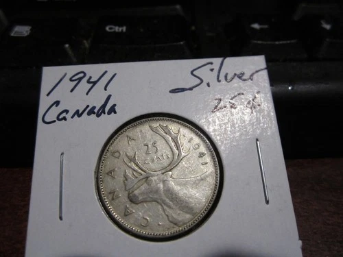 Canada 1941 - 25 Cent Quarter Canadian Coin - 80% Silver