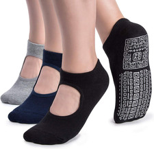 Non Slip Grip Yoga Socks for Women with Cushion for Pilates, Barre, Home