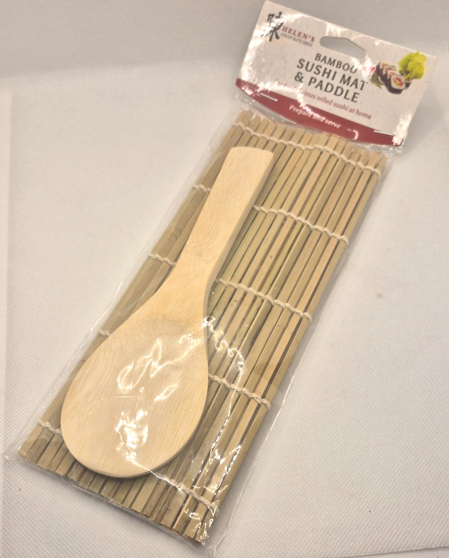 Helen's Asian Kitchen Natural Bamboo Sushi Mat & Paddle - NEW