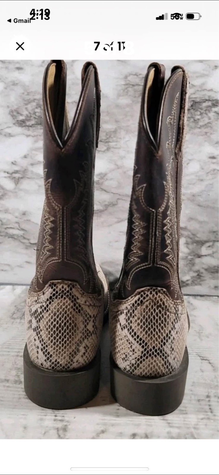 Cody James Brown Exotic Python Print Western Boot… - image 4