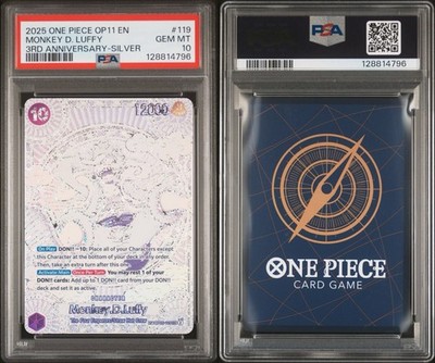 2025 ONE PIECE OP11 MONKEY D LUFFY 3RD ANNIVERSARY SILVER OP05-119