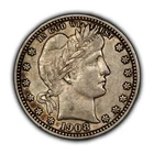 1908-D 25c Silver Barber Quarter - Luster - AU - SKU-Z4416