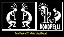 Kokopelli Cactus Desert Man in the Moon Two White Decal Car Window Laptop Tablet