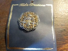 Kat's Creations Gold Tone & Silver Plated Brooch with Crosses 1.5" dia.  (CL 56)