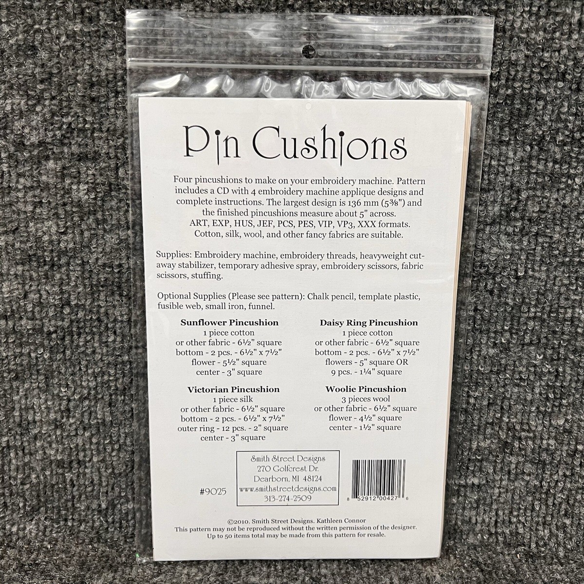 Pin Cushions Smith Street Designs Machine Embroidery Pattern 9025 New