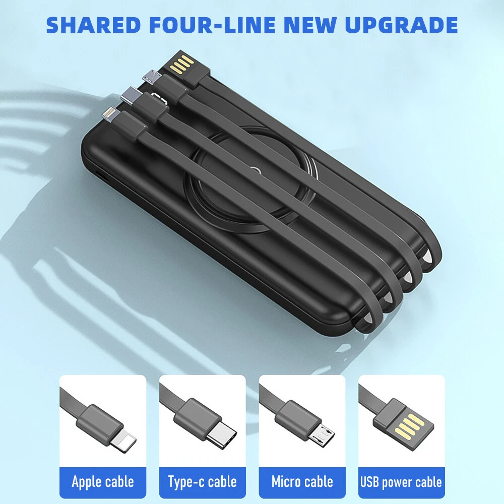 25800mAh Power Bank with 4 Cables - Fast Portable Charger for Phones