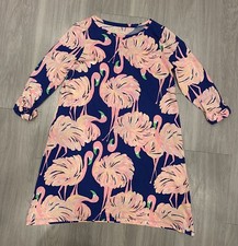 Beautiful Lilly Pulitzer Girls Flamingos Dress Size XL 12-14 100 Cotton in EUC