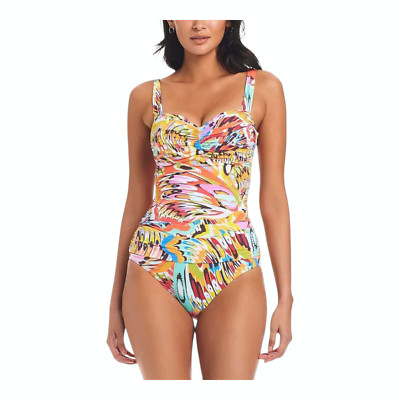 Bleu by Rod Beattie Break The Mold Shirred One-Piece Swimsuit Multi Size 4