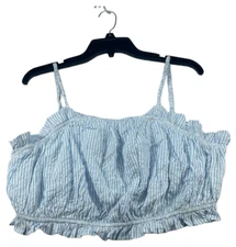 And Now This Crop Top Womens Plus size 3X Blue White Striped Sleeveless New