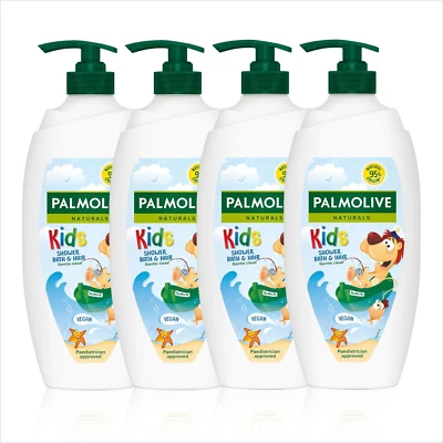 COLGATE PALMOLIVE(UK) LTD Palmolive Naturals Kids Shower Gel 4X750Ml Pump Vitamin E Body Wash to Nourish S
