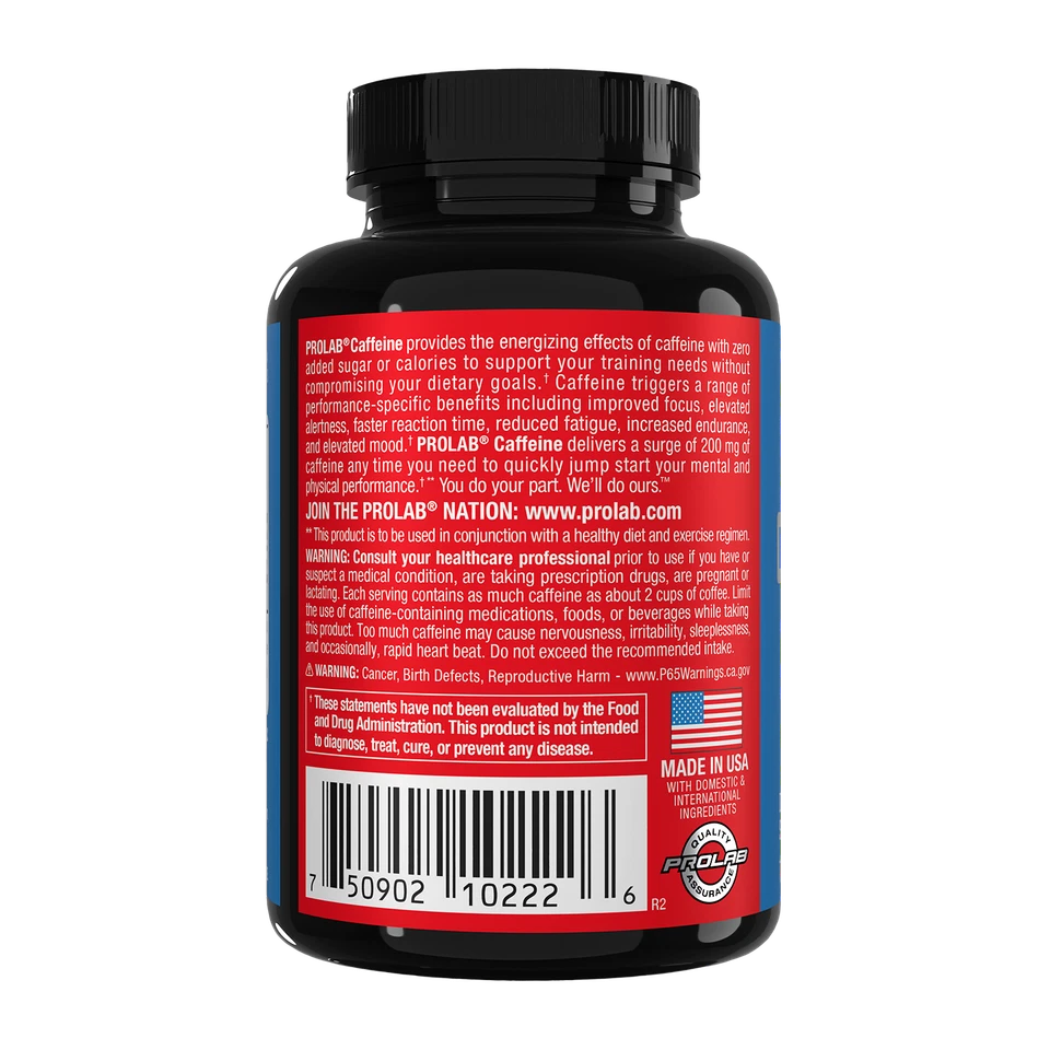 Prolab Caffeine Tablets 200mg 100ct. | Energy Support, Helps Enhance Endurance  - Image 3 of 4