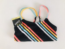 Art Class Swimwear Girls Bikini Top UPF 50 Multicolor Striped Size S 6/6X NWT