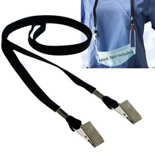 5 Pack - Face Mask Lanyards - Comfort Neck Straps with Two Bulldog Clips by SPID