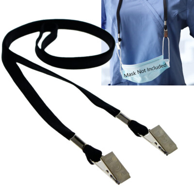 5 Pack - Face Mask Lanyards - Comfort Neck Straps with Two Bulldog Clips by SPID