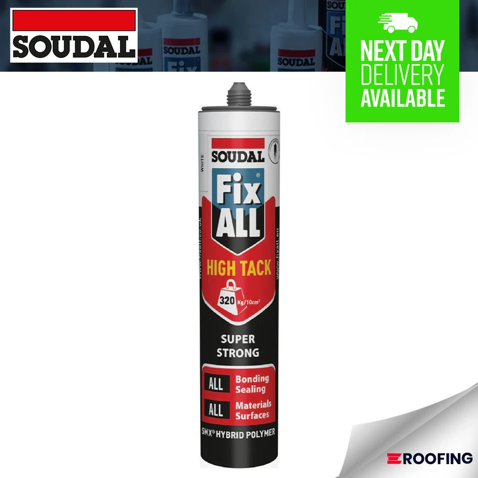 Soudal Fix All High Tack Hybrid Polymer Strong Sealant Adhesive - WHITE, 290ml