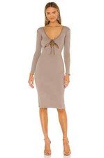 NWT $188 NBD Bowery Midi Dress In Cocoa Brown sz.XS Curve Hugging Bodycon SEXY!!
