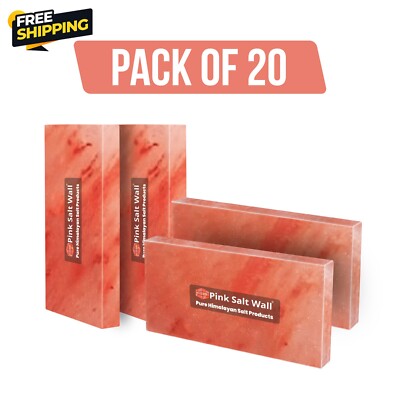 Himalayan Salt Bricks Tiles 8x4x1 Pack of 20 For Spa Sauna Walls and Home Decor