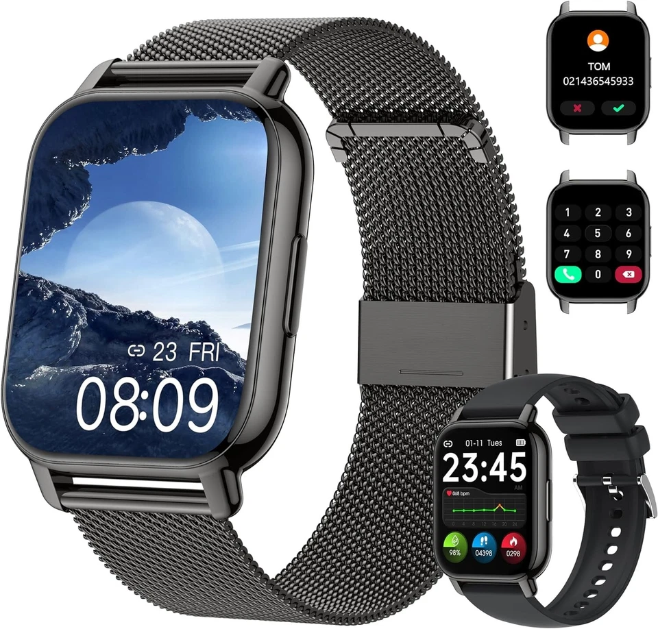 Smartwatch Herren mit Telefonfunktion Armbanduhr Sportuhr Gym Für Android IOS - Bild 1 von 4