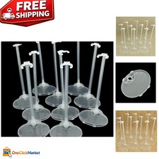 10pcs Transparent Doll Display Stands with Adjustable Clips for 9-12 Inch Dolls