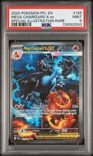 2025 POKEMON PFL SPECIAL ILLUSTRATION RARE #125 MEGA CHARIZARD X EX PSA 9