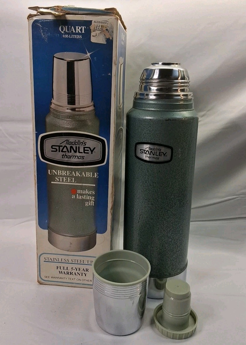 Aladdins 1980 1 cuarto de galón ¡Termo Stanley! Acero irrompible. A-944C con caja original