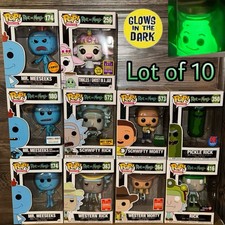 Lote de 10 Funko Pop Exclusivo de Rick and Morty Mr. Meeseeks Chase Schwifty Glow