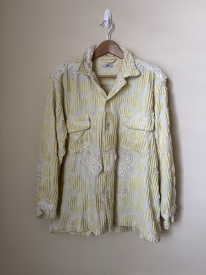 Bode Chenille Floral Long Sleeve Button Up Shirt Medium Large