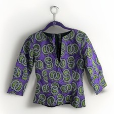 Girls African Wax Fabric Ankara Blouse No Size Check Measurements Purple Green
