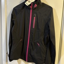 NWT 250 Adidas Women's Golf Rain.RDY Jacket Waterproof Black/Pink HI5597 Sz XS