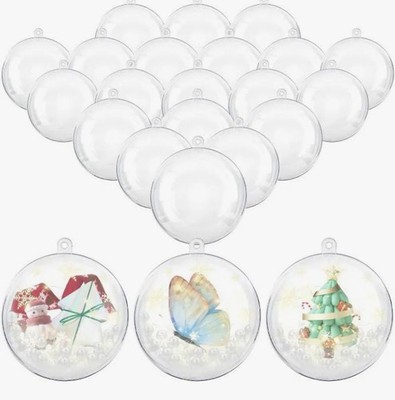 20 Stück -5cm klare Kunststoffkugeln Weihnachtskugeln Kugel befüllbar Baumschmuck