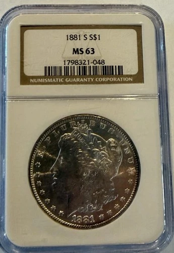 1881 s morgan silver dollar ms 63