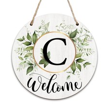 Letter C Wreaths Welcome Sign For Front Door, Greenery Boho Decorations Monog...