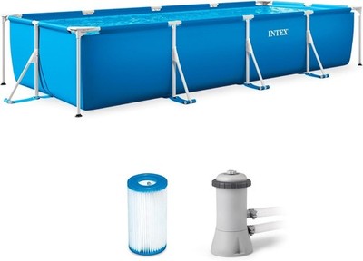 INTEX 28279EH Rectangular Frame Above Ground Swimming Pool Set: 14ft x 33in