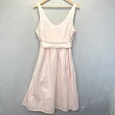 Hope & Henry Organic Cotton Seersucker Belted Dress Womens 12 Sleeveless Pockets