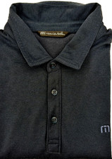 Travis Mathew Polo Shirt Mens 2XL Navy Blue Pima Cotton Blend Logo Golf Soft