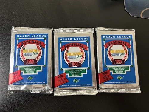 (3) 1989 Upper Deck Baseball Wax Packs – Factory Sealed: Possible Griffey Jr. RC