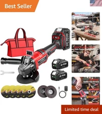 Powerful Cordless Angle Grinder Kit – 21V, 2x 4000mAh Batteries & LED Display