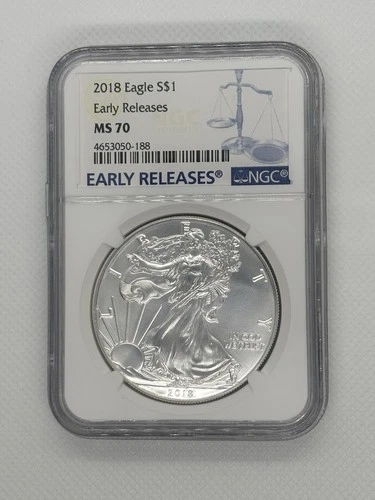 2018 Silver American Eagle MS-70 NGC Early Release One Ounce Silver Coin