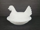Indiana Milk Glass Hen On Nest candy container vintage 5 1/4" tall white #1