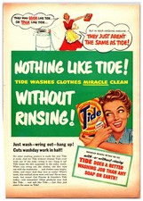 Vintage Original 1951 Tide Laundry Soap Print Ad (8in x 12in) Advertisement